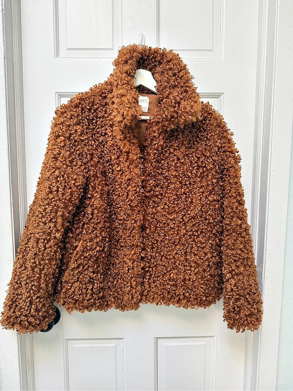 Zara Teddy Jacket in Brown Size Large